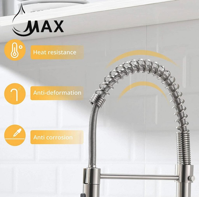 Pull-Down Spiral Flexible Kitchen Faucet 16.5 With LED Light And Soap Dispenser Brushed Nickel Finish in Plumbing, Sinks, Toilets & Showers - Image 4