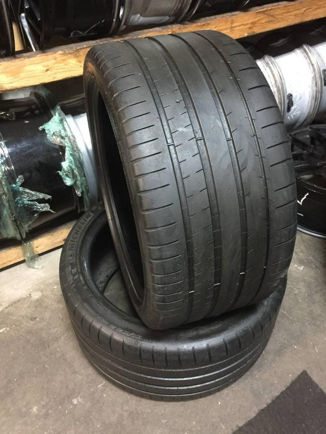 20 inch SET OF 2 (PAIR) USED SUMMER PERFORMANCE TIRES 295/35R20 105Y MICHELIN PILOT SUPER SPORT TREAD LIFE 85% LEFT in Tires & Rims in Toronto (GTA)