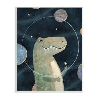 Stupell Industries Outer Space Dinosaur Glass Helmet Galactic Planets Grey Farmhouse Oversized Rustic Framed Giclee Text