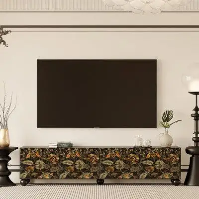 Dainty Table 70.87"W Black Walnut Solid Wood TV Stand