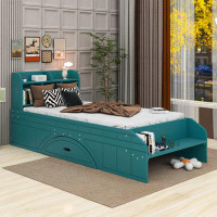 Red Barrel Studio Wood Platform Bed with 2 Drawers, Storage Headboard and Footboard