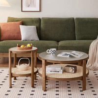 Fortuna Femme 33.46" Ash Wood Round Coffee Table