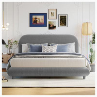 Latitude Run® Upholstered Platform Bed With Thick Fabric, Solid Frame And Stylish Curve-Shaped Design