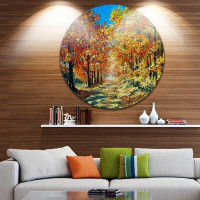 Made in Canada - Design Art 'Bright Day in Autumn Forest' Painting Print on Metal