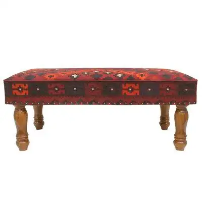 Bungalow Rose Antique Rustic Ingram Handmade Kilim Upholstered Settee