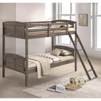 CDecor Home Furnishings Wiley Weathered Brown Twin Over Twin Bunk Bed With Ladder