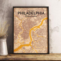 Wrought Studio 'Philadelphia City Map' Graphic Art Print Poster in Vintage