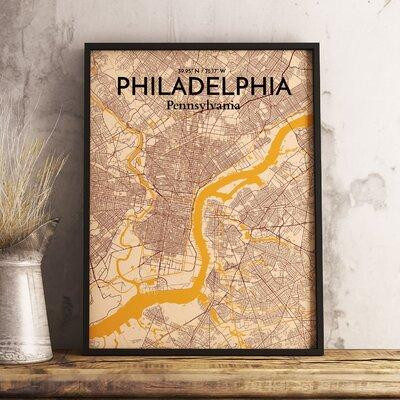 Wrought Studio 'Philadelphia City Map' Graphic Art Print Poster in Vintage in Arts & Collectibles