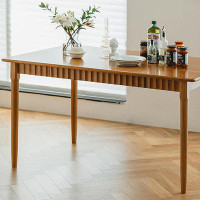 Orren Ellis 62.99" Cherry Solid Wood Rectangular Brown Dining Table
