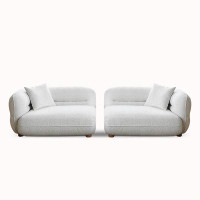 Everly Quinn 85.83" White Velvet Modular Sofa cushion couch