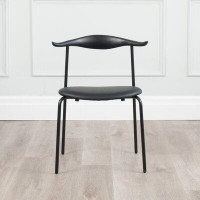 17 Stories Atchison Horn Side Chair in Black Leatherette