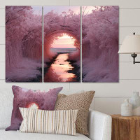 Latitude Run® Pink Floral Tunnel Tranquil Twilight - Floral Metal Wall Decor Set