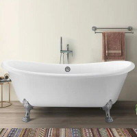 TONWIN 66" 100% Acrylic Freestanding Bathtub,Contemporary Soaking Tub,White Bathtub
