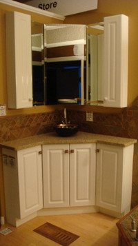 Custom Corner Vanity for Space Saving ( Uppers and Base are Available )