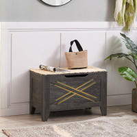 Gracie Oaks Storage Shoe Bench Industrial Cabinet Toy Chest Barn-Door Style With Safety Hinges Knotcushion,30 X 15 X 18.