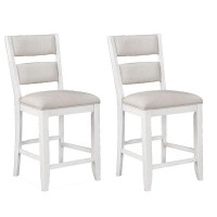 Winston Porter Kith 24 Inch Counter Height Chairs, Set Of 2, Padded Seat And Back, White