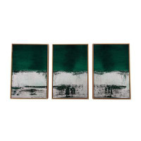 Dovecove Three Piece Deep Green Black And White Abstract Canvas Wall Art