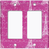 WorldAcc Metal Light Switch Plate Outlet Cover (Paris Eiffel Tower Pink Cloud Love   - Single Toggle)