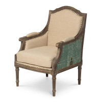 Buyers Choice Bergere Style Vintage Upholstered Arm Chair - Fully Assembled Wooden Lounge Chair