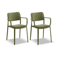 Corrigan Studio 17.72" Green Solid back Arm Chair(Set of 2)