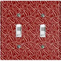 WorldAcc Metal Light Switch Plate Outlet Cover (Coffee Beans Maroon White - Double Toggle)
