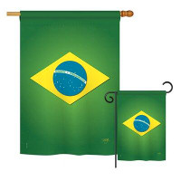Breeze Decor Brazil of the World Nationality Impressions Decorative Vertical 2-Sided Polyester 2 Piece Flag Set