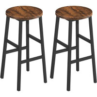 Rubbermaid Set Of 2 Round Bar Chairs With Footrest, 24.4 Inch Kitchen Breakfast Bar Stools, Industrial Bar Stools, Easy