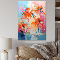 Bay Isle Home™ Orange Pink Palm Trees Abstract III - Floral Wall Art Living Room