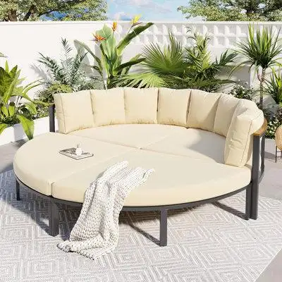 Latitude Run® Modern 4 Piece Round Outdoor Conversation Set With Cushions