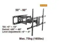 Promo! Super Solid Large Full-motion TV Wall Mount - For most 50-90 LED, LCD Curved _ Flat Panel TVs