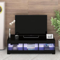 Ebern Designs LED TV Stand For Up To 60 Inch TV,High Gloss Entertainment Centre With Open Shelf,TV Stand Console Table F