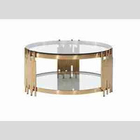 Round Gold Glass Coffee Table on Sale !!
