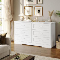 Lark Manor 6 Drawer Double Dresser, Wooden Chest Of Drawers, Modern Large Capacity Storage Cabinet With Deep Drawers, Bl