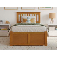 AFI Furnishings Mission Twin Solid Wood Platform Bed with Footboard & Storage Drawers in Light Toffee