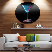Design Art 'Cocktail Margarita with Berries' Oil Painting Print on Metal