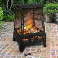 NEW SQUARE FIREPIT WILDLIFE THEME FIRE PIT XY0611