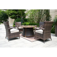 Direct Wicker Round 4 - Person 42" Long Aluminum Dining Set with Cushions
