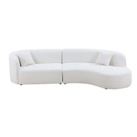 Hokku Designs Boucle Sectional Couch Modern Upholstery Curved Sofa with Chaise 2-Piece Set