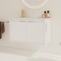 Ebern Designs 30" Wall Mounted Bathroom Vanity With Drop-Shaped Resin Sink, Soft Close Doors