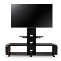 Latitude Run® Bent Wood TV Stand With Mount & Wheel for Up to 85" TVs