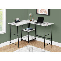 Orren Ellis Computer Desk, Home Office, Corner, Storage Shelves, 48"L, L Shape, Work, Laptop, Metal