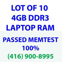 LOT OF 10 x 4GB DDR3 PC3-10600/12800 LAPTOP RAM