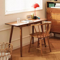Recon Furniture 47.24" Walnut-colour Rectangular Solid Wood Desk-Set,1-drawer,1-chair