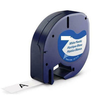 Weekly Promo! DYMO 91331 LetraTag Label Tape, 12mm (1/2 Inch) by 13' Black on White Plastic, Compatible