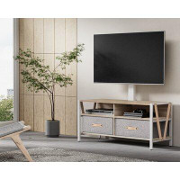Fitueyes Wood Swivel Floor TV Stand with Mount for 37-75 Inch TVS, Television Stands with Storage for Bedroom