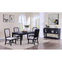 Wildon Home® Formal Traditional 5Pc Dining Room Se Dark Brown Finish 18" Extension Leaf Table Tufted Upholstered Chairs