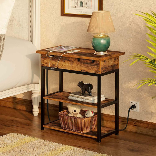 HUGE Discount! Rolanstar End Table with Charging Station Storage Shelf & USB Ports & Power Outlets | FAST, FREE Delivery in Coffee Tables - Image 2
