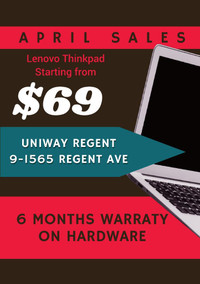 UNIWAY Regent April SALE! Lenovo Thinkpad Laptop starting from $69!