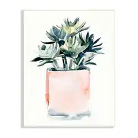Stupell Industries Soft Potted Succulent Still-Life Indoor House Plant Grey Farmhouse Rustic Framed Giclee Texturized Ar
