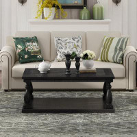 Ophelia & Co. Rustic Floor Shelf Coffee Table With Storage,Solid Pine Wood (As Same As WF287269AAD)